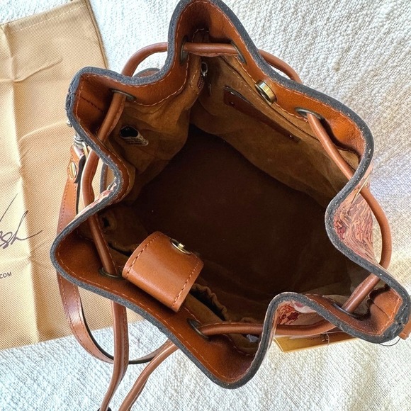 Patricia Nash Leather Bucket Bag $200 NWT Anniversary Crossbody Floral Brown - Picture 6 of 7